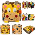 Montessori Busy Book Giraffe Baby Development Toys Sensory Felt Cloth Book Toddler Activity Board Learning Basic Life Skill Toys.