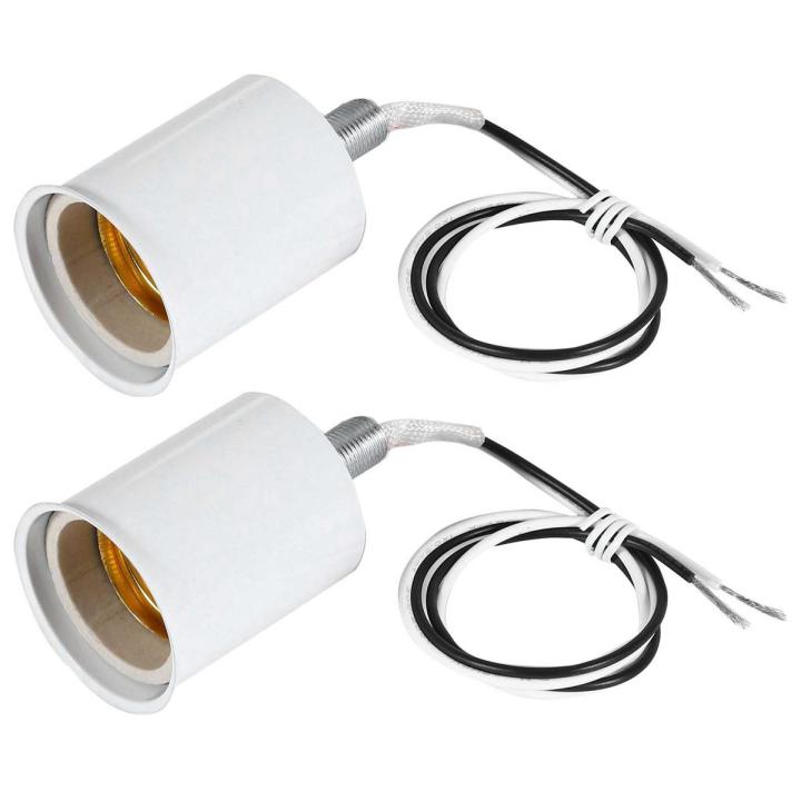 2X E27 Ceramic Screw Base Round LED Light Bulb Lamp Socket Holder ...