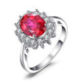 925 Sterling Silver Red Ruby Light Emerald Princess Na Artificial Green Jewelry Palace Diana Ring Engagement Ring Women's Ringcosplay.