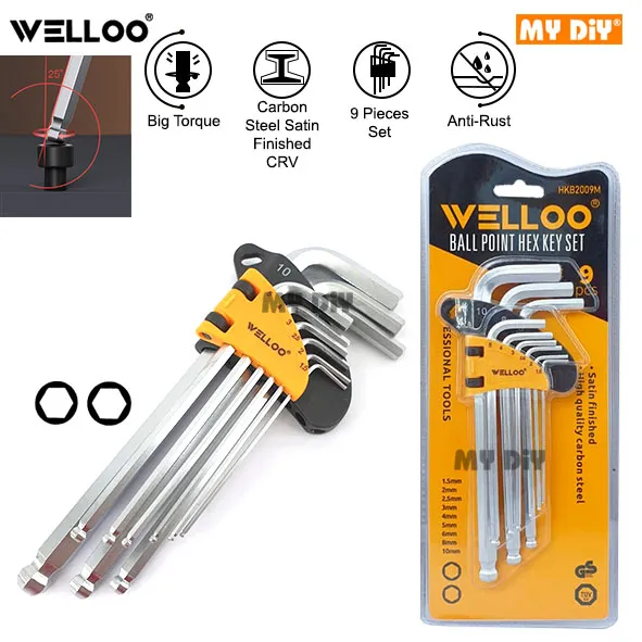 Welloo%209pcs%20Allen%20Key%20Set%20Flat%20Hex%20Allen%20Key%20Ball%20Point%20Allen%20key%20Torx%20Star%20Allen%20Key%20Carbon%20Steel%20-%20Image%202