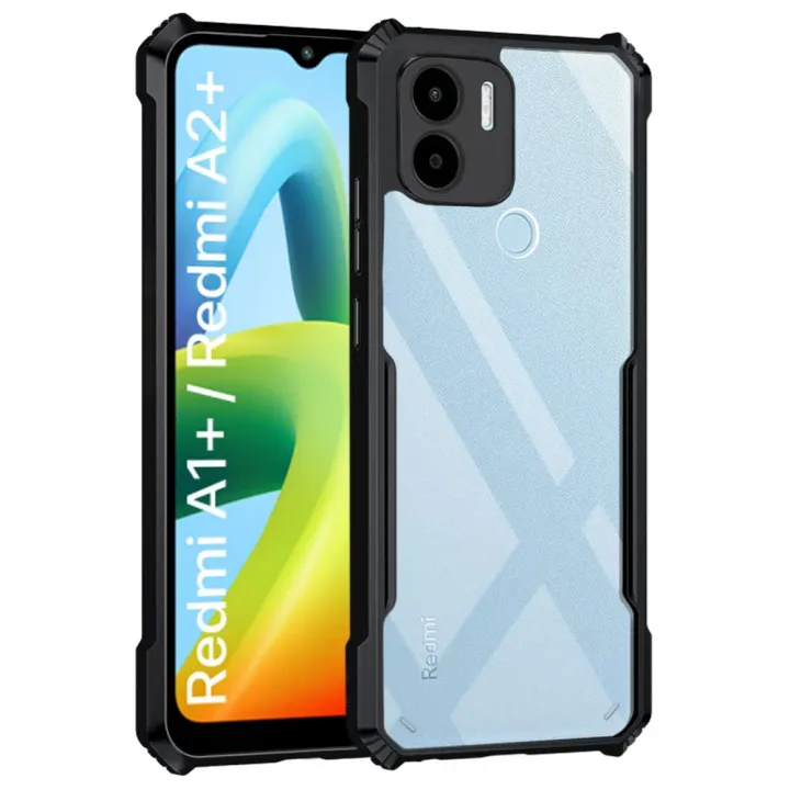 WOW IMAGINE Shock Proof Clear Protective Back Case for Redmi A2 Plus | Redmi A1 Plus | Poco C50 | Poco C51-360 Degree Camera Protection | Transparent Hybrid Back Case Mobile Cover - Black
