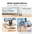 (NEW) Micro HDMI to HDMI Adapter, Micro HDMI to HDMI Nylon Braided Cable 25cm Male to Female Supports 1080P 4K/3D, Compatible for GoPro Hero 7 Raspberry Pi 4 Sony A6000 Camera Nikon B500.