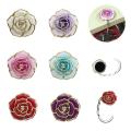 Rose Flower Pattern Portable Folding Table Hook Clasp Purse Bag Handbag Hooks Hanger Holder. 
