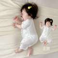 Baby clothes, thin short sleeved jumpsuit, pure cotton breathable mesh, A-class romper, full moon baby pamas, summer. 