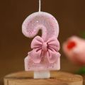 Number 8 Birthday Candles Cake Topper Candles with Pink Bow for Girl 1st Birthday Party 16th Party Cake Decoration Baby Shower.