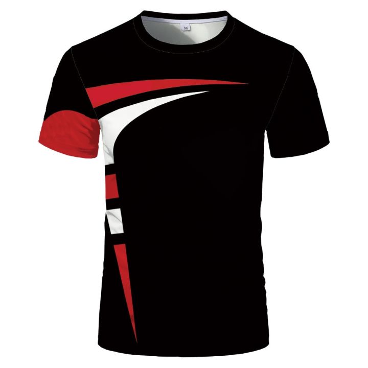 Summer Thin Section Round Neck Short Sleeve Simple Black Red and We Color Scheme Men's Top T-shirt Trend Bottoming Shirt Fash