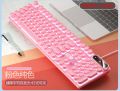 K500 Pink Keyboard Mixed Color White Pink Keycaps 104 Keys Wired Gaming Keyboard for Laptop PC. 