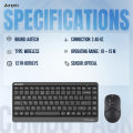 A4TECH Fstyler FG1112 Wireless Keyboard And Mouse Combo - 2.4 GHz Wireless - Sleek Round-Square Keycaps - 1200 DPI - Black. 