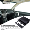 Car Radio Box Multipurpose Double Layers Compact Universal Double Single Din Radio Pocket Kit for Vehicle.