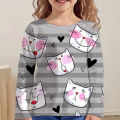 Kawaii tops kids T shirt for girls tee shirt from 9 to 12 years Korean children's clothes 2023 autumn girl's animals T-shirts. 
