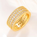 Huitan luxury unisex ring Three rows of diamonds set with zircon ring Status symbol of premium men's ring.