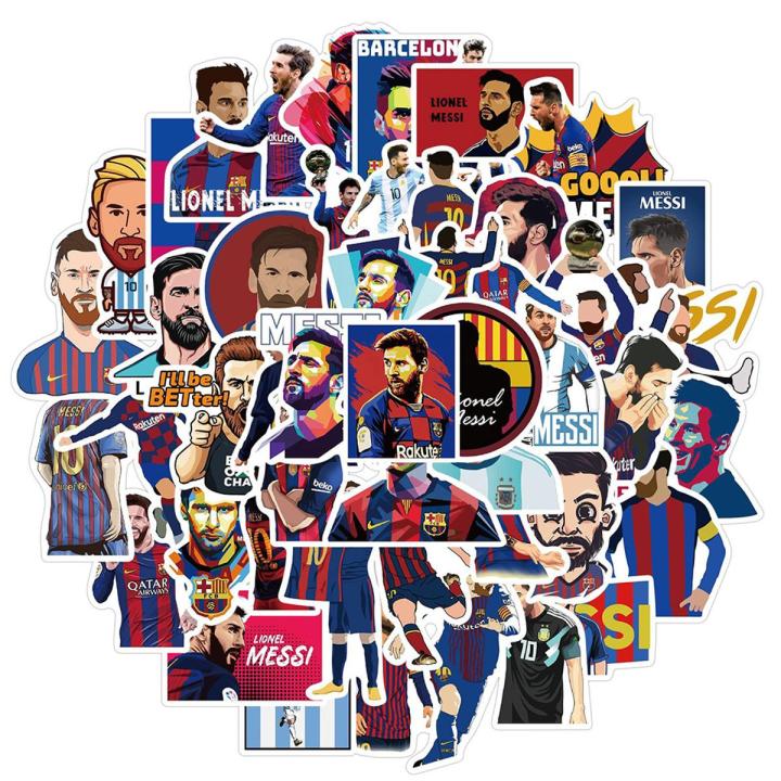 Messi Sticker Collection 50Pcs/Set Messi Pattern Stickers Barcelona PVC Luggage Laptop Guitar ...