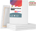 Papertree Premium 100% Cotton Stretched Canvas Board 12x12 Inch - High-Quality Art Supply. 