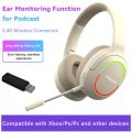 HIFI Surround Sound Blueooth Headphones with 3.5mm Aux Wired Gaming Headset 2.4G/Bluetooth/wired Gaming Headphones with Noise Cancelling Microphone RGB LED Light Wireless Earphone for PS5, PS4, PC, Laptop Xbox Series.