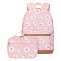 Daisy Flower School Backpack for Girls Large Capacity Student Backpack Lightweight Campus Printed Backpack for Kids Food Bag Set. 
