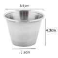 Pack of 12 - Premium Brushed Stainless Steel Condiment Sauce Cups Spices Pots Liquid Dips Bowls - 2.5Oz 70Ml.