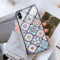 Jizetin for Vivo V25 5G / V25E Glass Back Cover Decorative Pattern Glossy Tempered Glass Shockproof Soft Edge Phone Cases. 