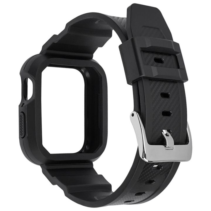 Carbon Fiber Integrated Sport Watch Band For Apple Watch Series 9&8&7 41mm / SE 3&SE 2&6&SE&5&4 40mm / 3&2&1 38mm