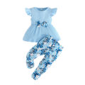 GC Toddler Girls Clothes Outfit Cotton Pit Strip Flutter Sleeve Top Butterfly Print Pants 2 Piece Outfits.