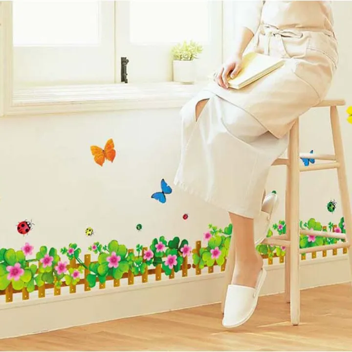 Vivid%20Flower%20Butterfly%20Fence%20Wall%20Stickers%20For%20Living%20Room%20Bedroom%20Balcony%20Baseboard%20Decor%20Pastoral%20Wall%20Art%20Home%20Decals%20-%20Image%203