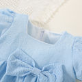 Baby Girl Dress Square Neck Cotton Plain Color Princess Dress Newborn Baby Summer Bow Dress Girl Clothing. 