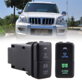 【Online】 2Pcs 12V Car Dual LED Light Bar Blue/Green On-Off Push Switch Button ABS Push Switch for Prado Light Button.