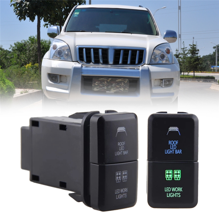 %E3%80%90Online%E3%80%91%202Pcs%2012V%20Car%20Dual%20LED%20Light%20Bar%20Blue/Green%20On-Off%20Push%20Switch%20Button%20ABS%20Push%20Switch%20for%20Prado%20Light%20Button%20-%20Image%203