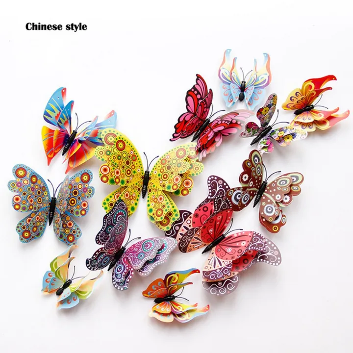 12%20Pcs%203D%20Double%20Wings%20Butterfly%20Wall%20Stickers%20-%20Image%204