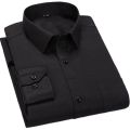 Men Single Patch Pocket Formal Business Standard Office Size 47 48 Classic Long Sleeve Solid Basic Dress Shirts.