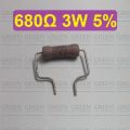 5Pcs 3W 680 Ohm Resistor Metal Oxide Film Resistors Flameproof Power 3 Watt 680 Ohm Metal Oxide Resistors 5% Tolerance Passive Components. 