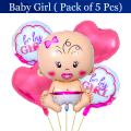 Baby Boy & Baby Girl Foil Balloons Set for Baby Shower, Welcome Home & Birthday Decoration Set for Boys & Girls- (Pack of 05 Pcs).