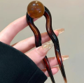 New high-end coconut jelly ball retro simple beads U-shaped hairpin acrylic hairpin hairpin headdress hairpin.