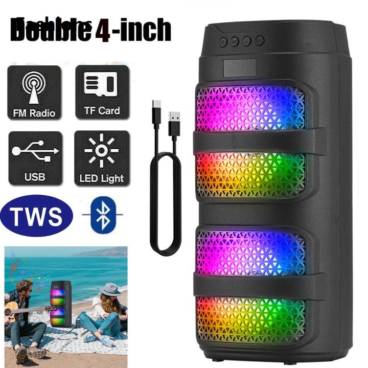 Fashions Affordable 3000W Bluetooth Speaker Dual 4 inch Speaker Stereo Outdoor Portable Subwoofer 5.0 Wireless Speaker Led light Rechargeable