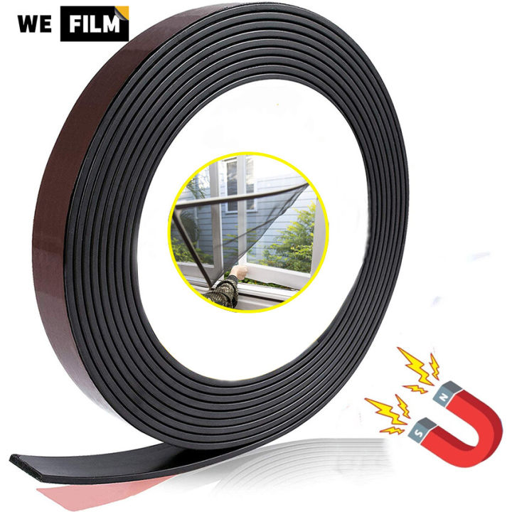 WEFILM Magnetic Strips with Adhesive Backing Strong Magnet Strip Self Adhesive Rubber Magnet Tape White/Black PVC with Sticky for Magnetic Mosquito Net