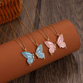 Creative Double Butterfly Necklace Charm Clavicle Chain Couple Necklace Friendship Butterfly Pendant Bff Necklace for Women Girls Best Friend Valentine's Gift. 