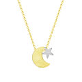 【Daily Necessities For Anyone Store】Delicate Moon Stars Pendant Necklace Jewelry Stainless Steel Gold Color Phase Choker Best Gifts.