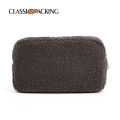 Autumn and winter solid color teddy velvet bag, large-capacity skin care products storage bag, travel portable plush bag, Jane.