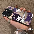 Cartoon Sanrio Cute Kuromi Phone Case Compatible for IPhone 11 15 12 13 14 Pro Max X XS Max XR Luxury Plating Metal Button Lovely Kuromi Silicone Shockproof Soft Cover. 