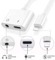 2 in 1 Dongle Splitter For Apple iPhone Dual Port Charger And Headphones Adapter With Cable. Audio Jack And Charge Converter.