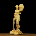 Boxwood Wood Carving Beauty Chang'e Statue Mythological Figure Sculpture Craft. 