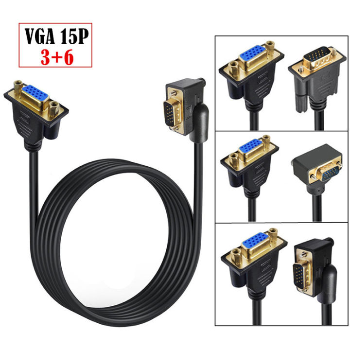 1.5m VGA Male To Female Display Cable Monitor Adapter Vertical Left Right Up Down Extension Converter Connector For PC Desktop Hudduo