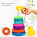 Children's Little Yellow Duck Rainbow Tower Stacking Circle Baby Early Childhood Education Puzzle Ring Montessoris Toy Kids.