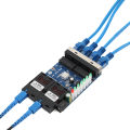 10M/100M Fiber Optic Media Converter 4 RJ45 to 2 SC A+B Optic Connector 1310nm/1550nm Ports PCBA Board 20KM LAN Switch Blue. 