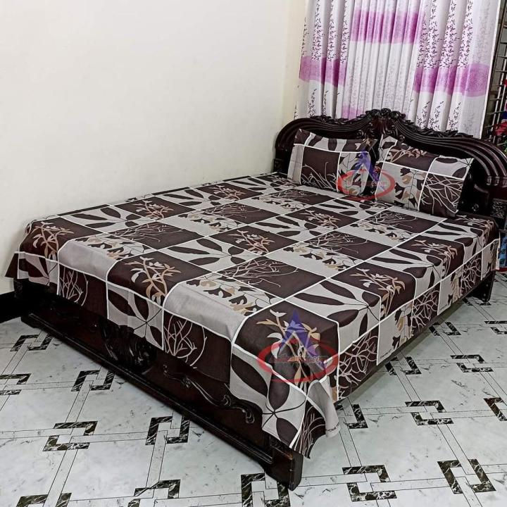 Digital Home Tex Cotton 8.5/7.5 Feet Double Size Bedsheet with Two Pillow Covers - Stylish Bed Sheet Selection for Modern Homes
