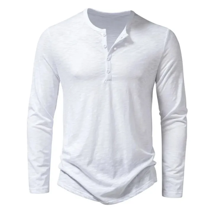 Men's%20Cotton%20Button%20Henley%20neck%20Shirt%20Long%20Sleeve%20Casual%20Button%20Solid%20color%20Fashion%20T-Shirts%20-%20Image%204