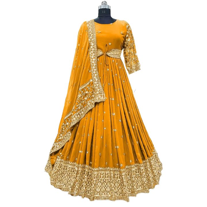 Georgette%20Embroidery%20New%20Stylish%20Semi%20Stitched%20Party%20Long%20Gown%20For%20Women%20-%20Image%203