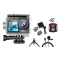 Ausek AT-M40R 5K Ultra HD Dual Screen 5K/4K Waterproof Action Camera With Extranal Microphone and Remote.