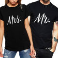 Couples T Shirt MR MRS Letter Print Couple Tshirt Summer Fashion King Queen T-shirt Casual O-Neck Tops Lovers Tee Shirt.
