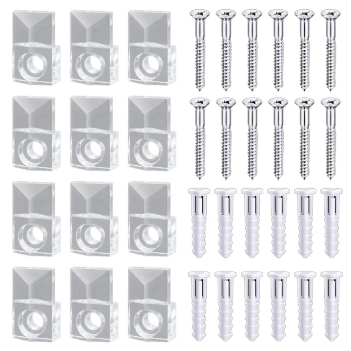 22 Sets of Mirror Holder Clips Kit Crystal Clear Plastic Mirror Clip Mirror Holder Clips Glass Retainer Clips Kit