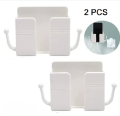 2 PCS Mobile Phone Charging Hanging Holder Multifunction Wall Mounted Plug Bracket Remote Control Mounted Storage Box. 